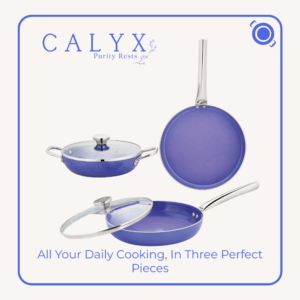 Ceramic Cookware Set 3 Pcs – Fry Pan, Tawa and Kadai  (Blue)