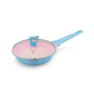 The Chef Story Bloomora Quantaseal Ceramic Coated Fry Pan with Lid | 24cm-1.6 Litre | PFOA & PTFE Free| TUV Rheinland & BIS Certified | Non-Stick | Gas & Induction Compatible | 5 Year Warranty